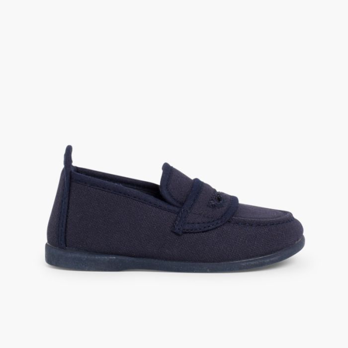 Boys Plain Canvas Loafers