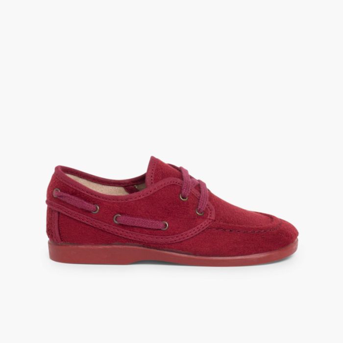 Lace-up faux suede boat shoes