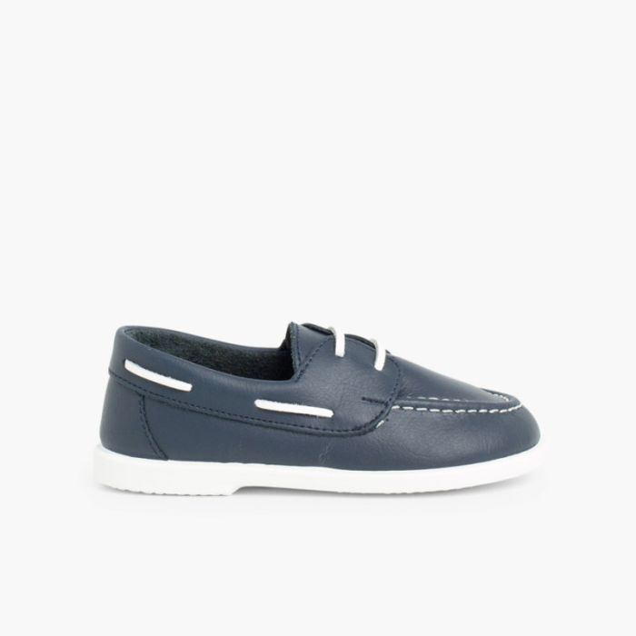 Boys Washable Leather Boat Shoes