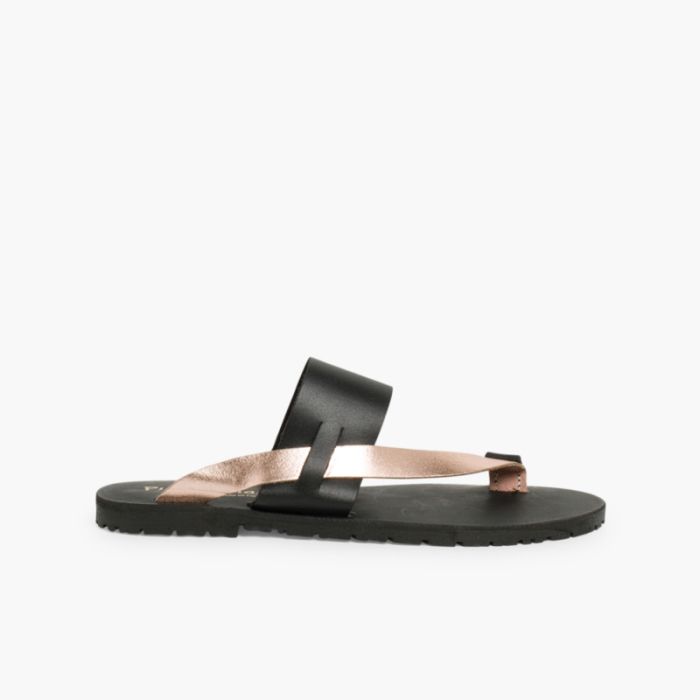Metallic Leather Toe Post Sandal