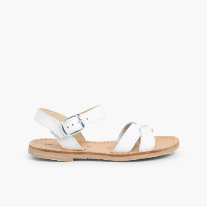 Plain Crossed Strap Flat Sandals