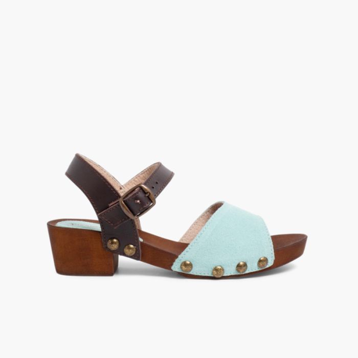 Suede Sandals Wood-like Soles