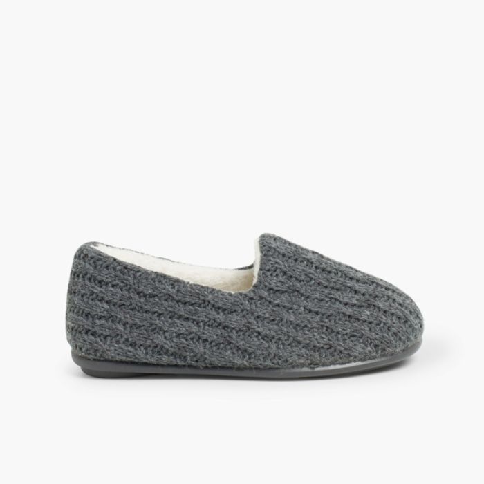 Kids Cable Knit Slippers