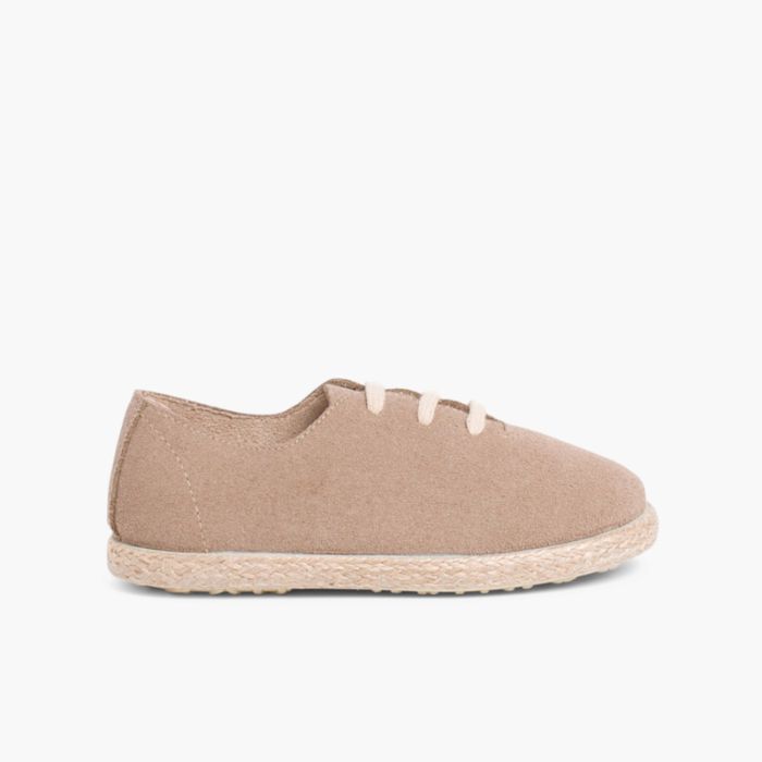 Kids Lace-Up Suede and Jute Trainers