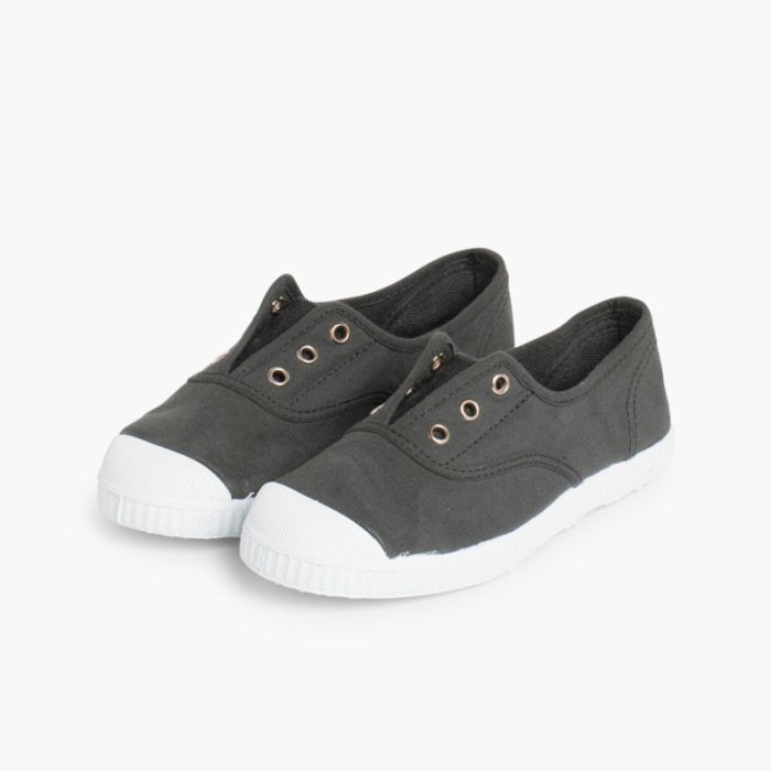 Rubber Toe Cap Canvas Trainers Without Laces made in Spain