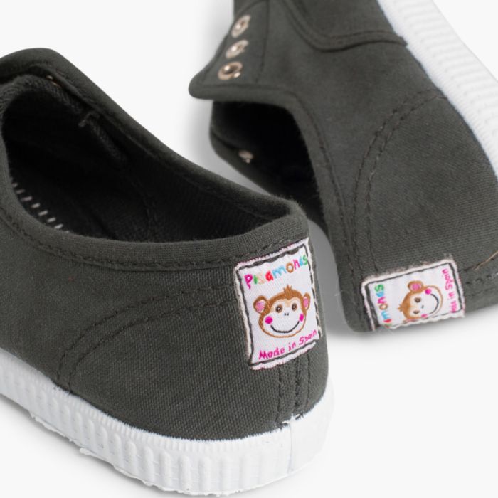 Rubber Toe Cap Canvas Trainers Without Laces made in Spain