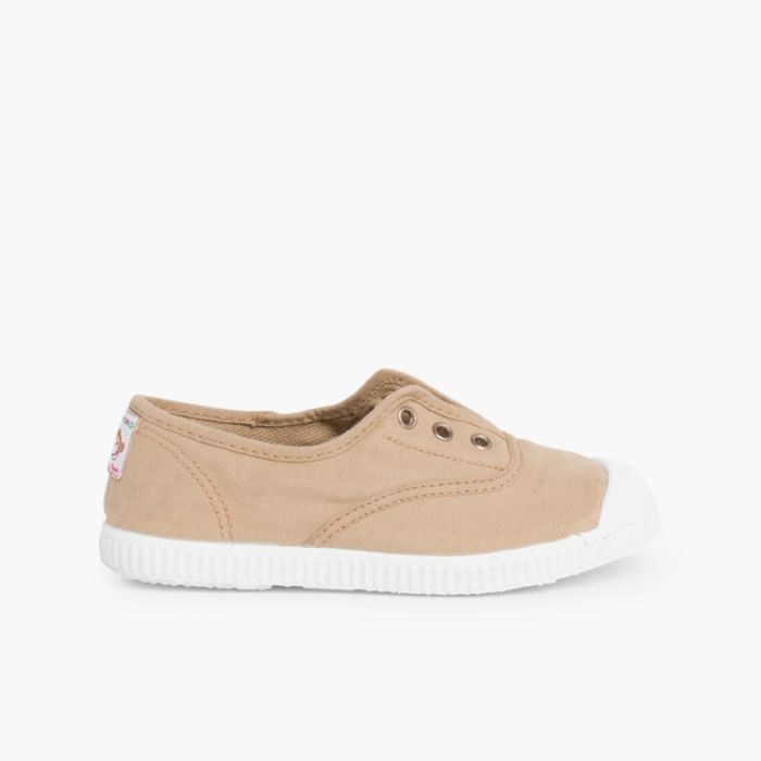 Rubber Toe Cap Canvas Trainers Without Laces