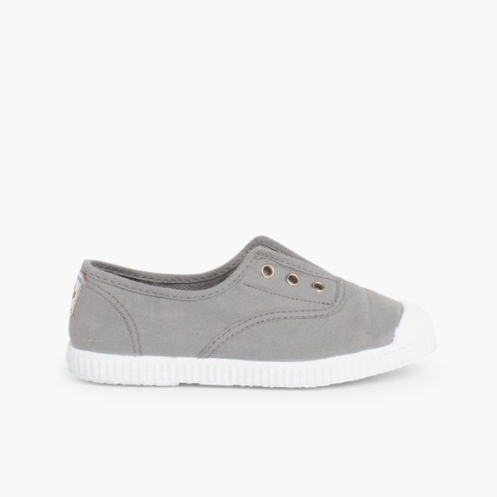 Rubber Toe Cap Canvas Trainers Without Laces