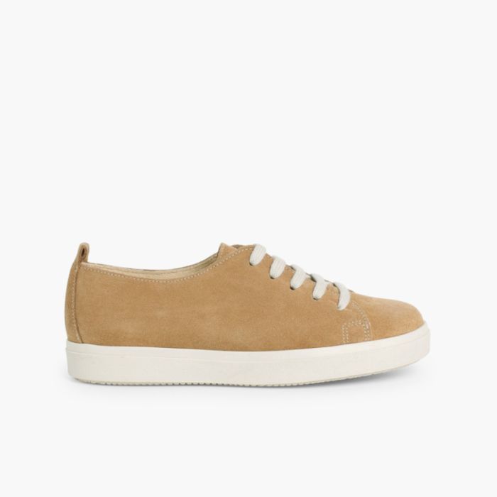Split Leather Lace-up Trainers 