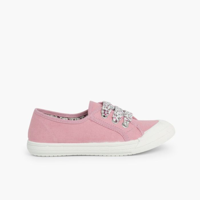 Lace-Up Rubber Toe Cap Canvas Trainers