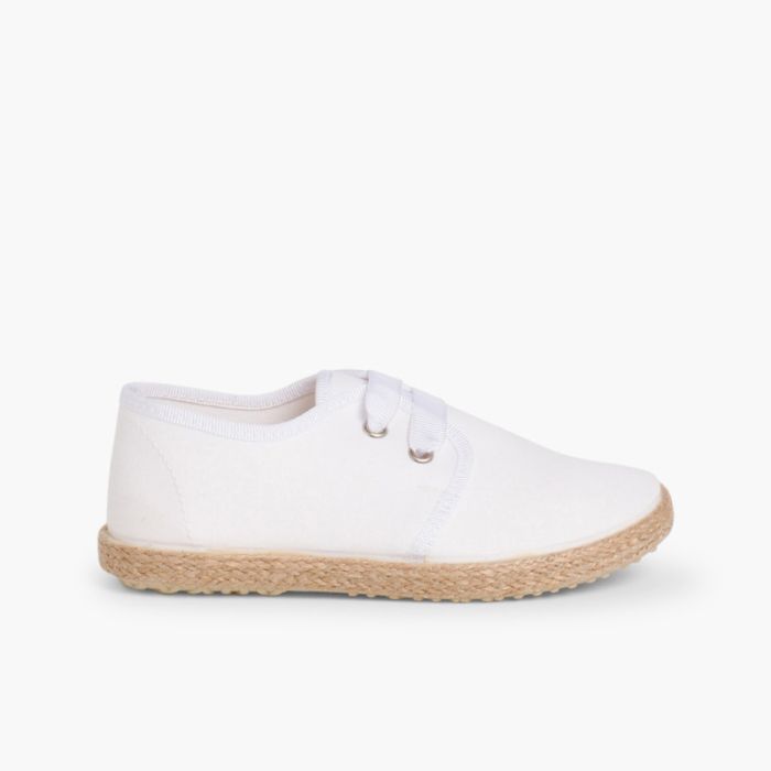 Bluchers With Esparto Grass Soles And Satin Effect 