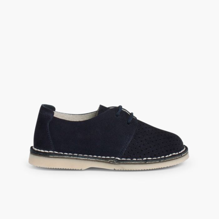 Suede Bluchers With Punch Hole Detail 