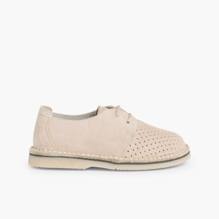 Suede Bluchers With Punch Hole Detail 