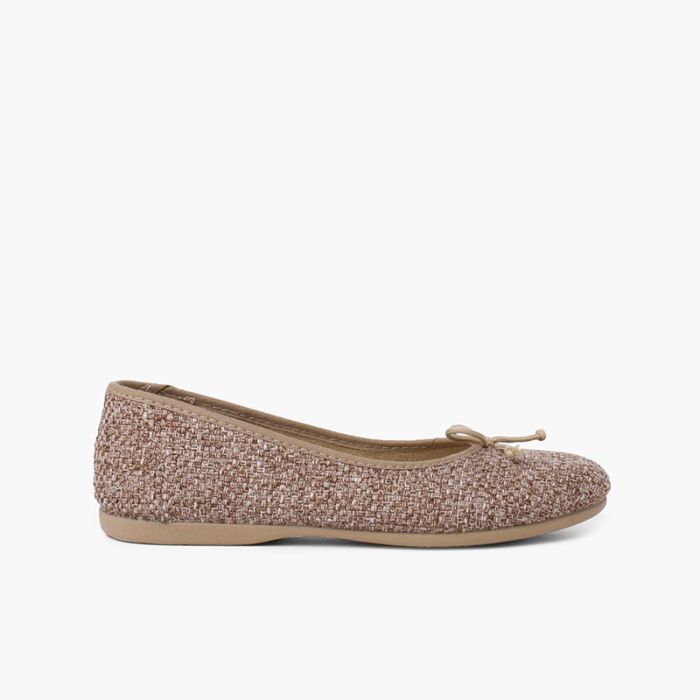 Tweed Girl Ballerinas with Bow