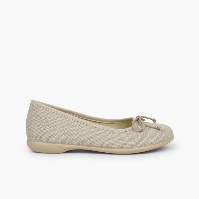 Linen Communion Ballet Flats for Girls