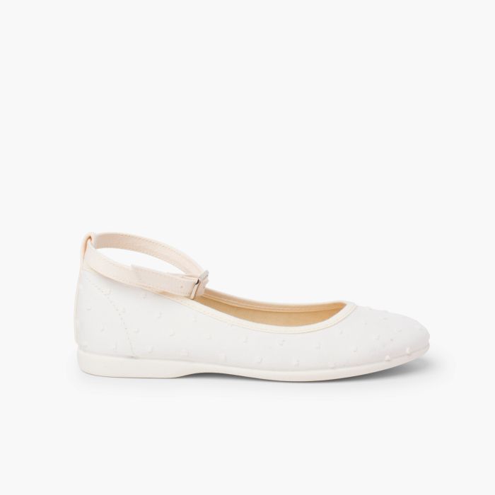 Plumetis Buckle Strap Girls Ballet Flats