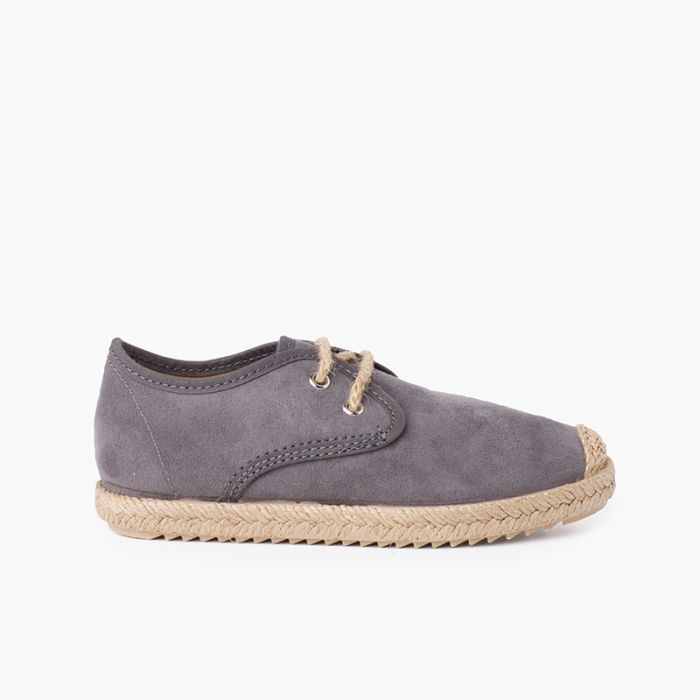 Faux Suede Blucher with Jute Toe and Laces