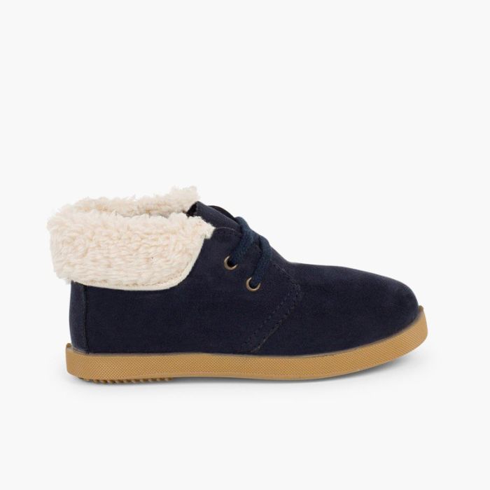 Faux Sheepskin Cuff Boots for Boys and Girls