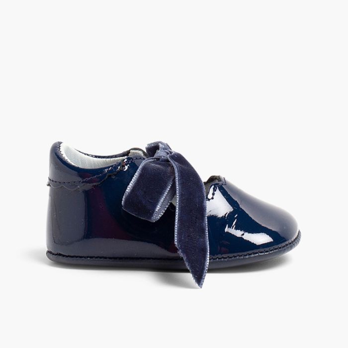 Mary Jane Bootie Patent Leather Velvet Bow 