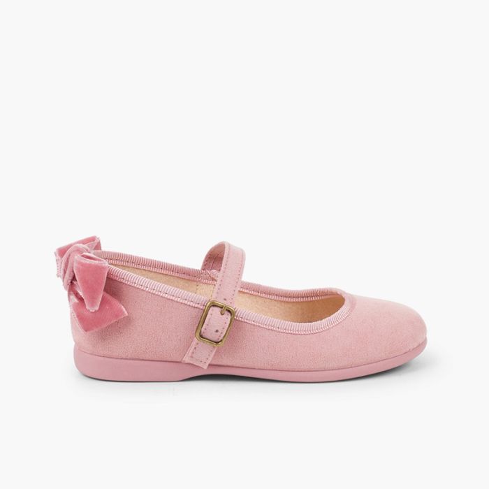 Buckle Mary Janes Velvet Bow in Back