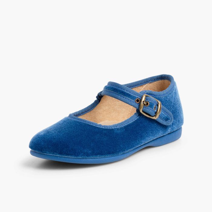 Girls Buckle Up Velvet Mary Janes