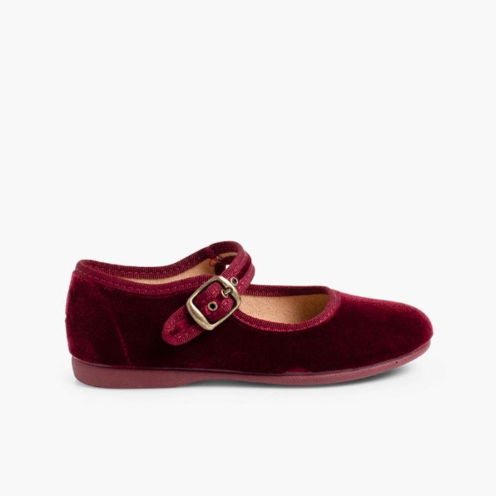 Girls Buckle Up Velvet Mary Janes