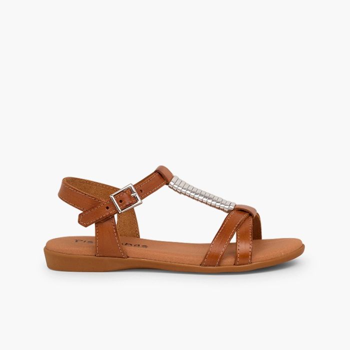 Sandals with Padded Insole and Silver Embellishment