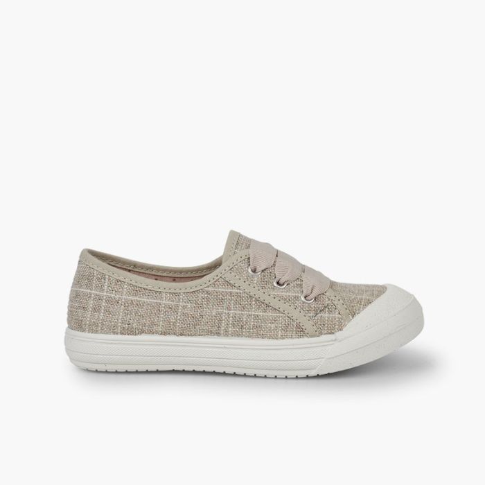 Girls' Glittery Linen Trainers