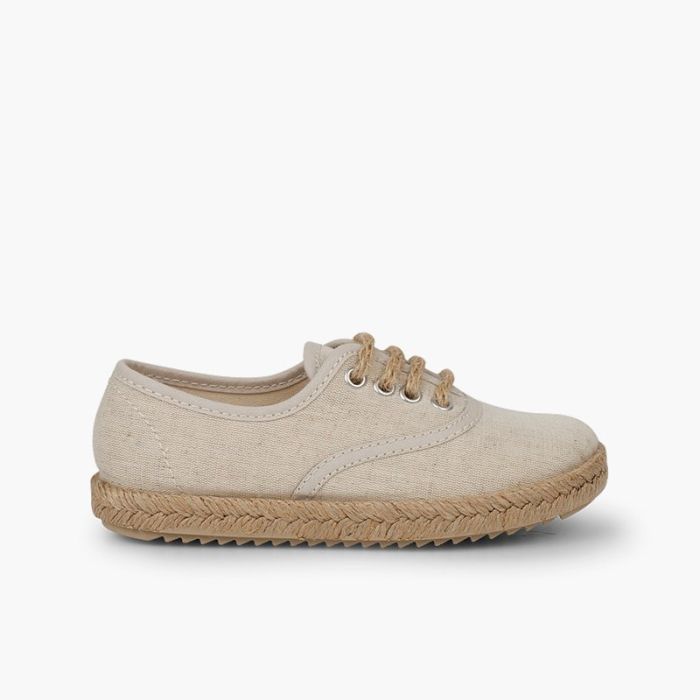 Kids' trainers with jute sole and laces