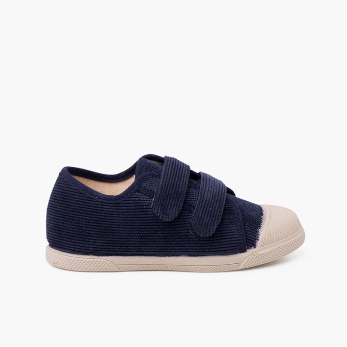 Corduroy trainers with rubber toe and double closure