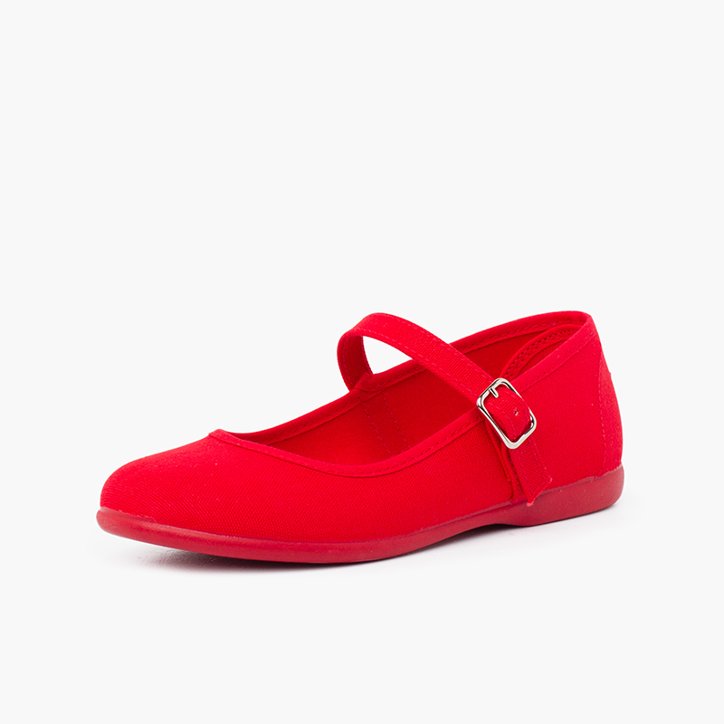 Girls´ canvas Mary Janes with buckle fastening Red