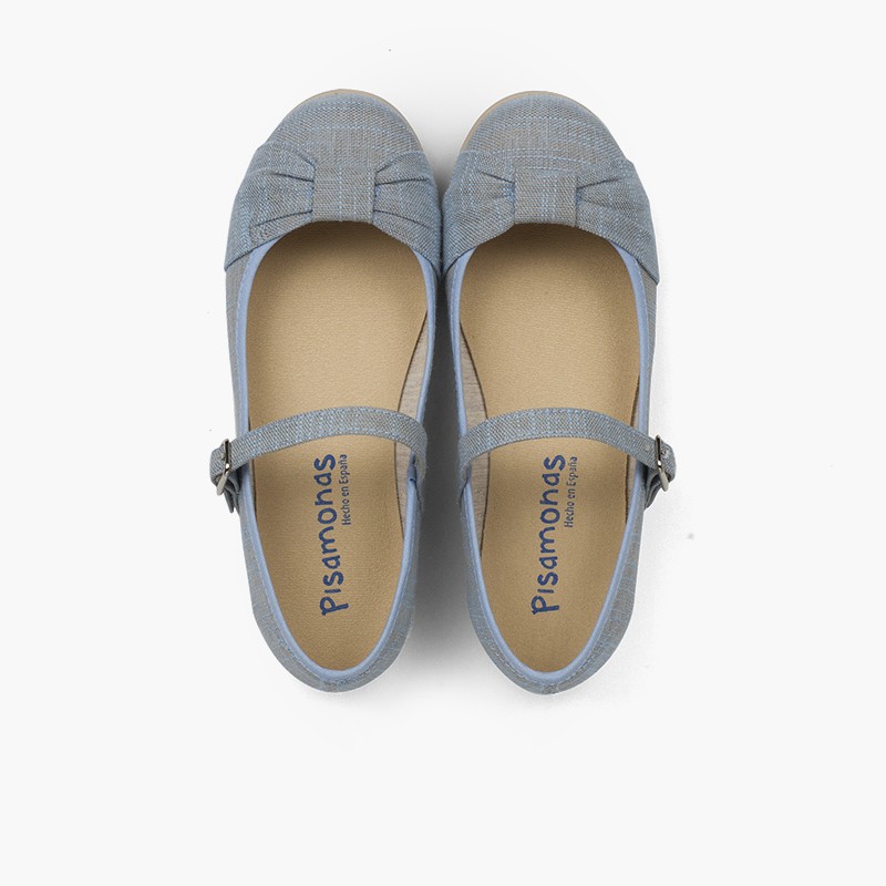 Girls' Ceremony Mary Janes with Bow and Buckle Closure Blue