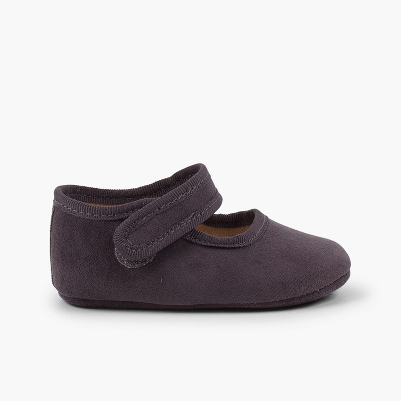 Baby girl Serratex Mary Janes with loop fasteners Grey