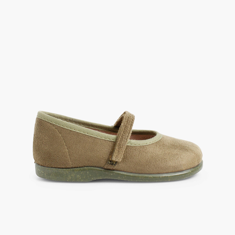 Girls Riptape Bamara Mary Jane Shoes Khaki