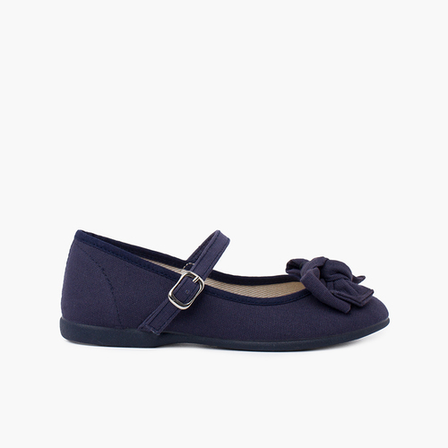 Organic Cotton Mary Jane with Bow Navy Blue
