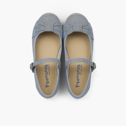 Girls' Ceremony Mary Janes with Bow and Buckle Closure Blue