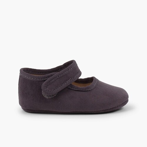 Baby girl Serratex Mary Janes with loop fasteners Grey