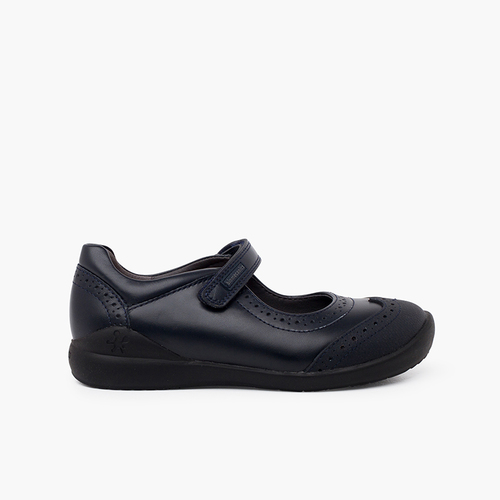 Biomecanics girl's school shoes with chopped Navy Blue