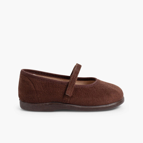 Girls Riptape Bamara Mary Jane Shoes Brown