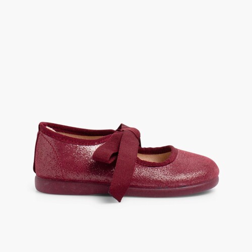 Sparkling Mary Janes for Girls  Burgundy