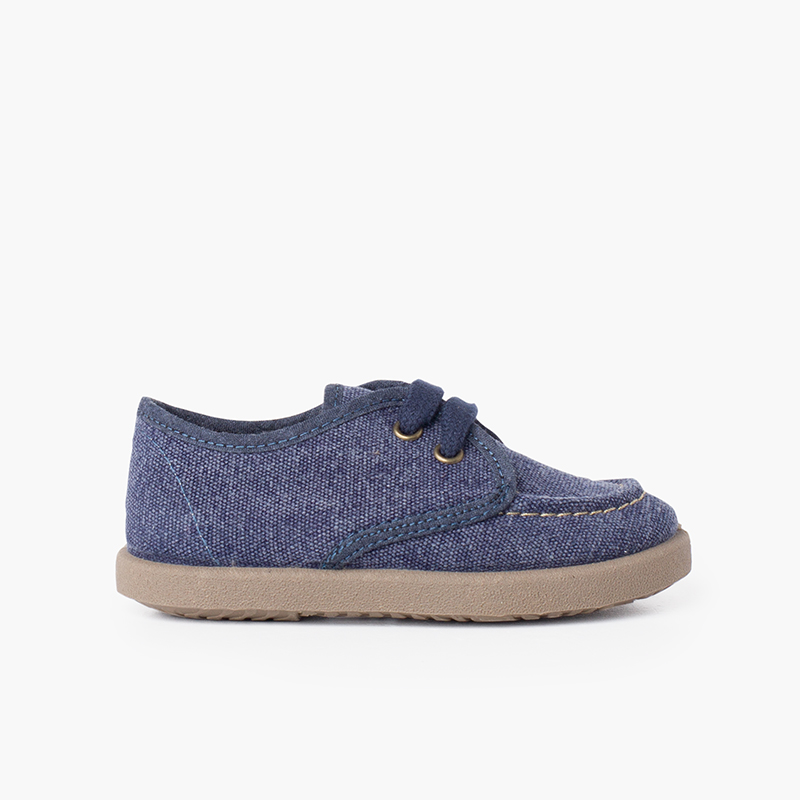 Casual Canvas Deck Shoes with Sport Sole Blue denim