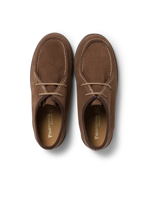 Suede deck shoes for children and adults Taupe