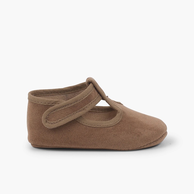 Loop fasteners Serratex Baby Boy T-Bar Shoes  Taupe