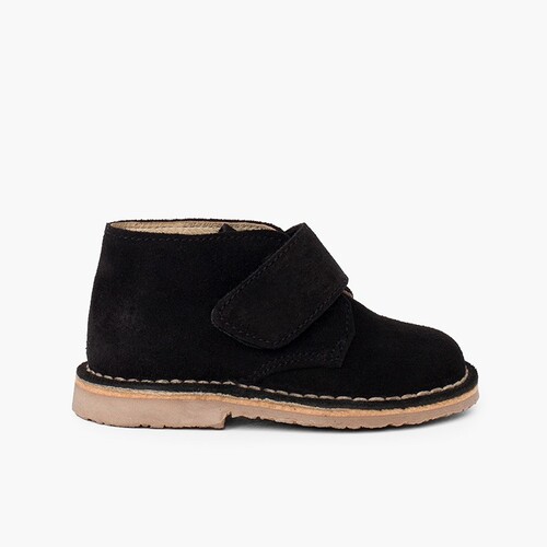 Kids Riptape Suede Desert Boots Black