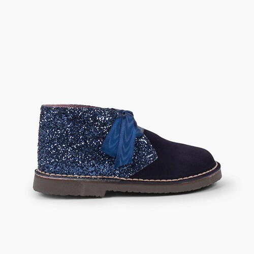 Girls Glitter Safari Boots  Navy Blue