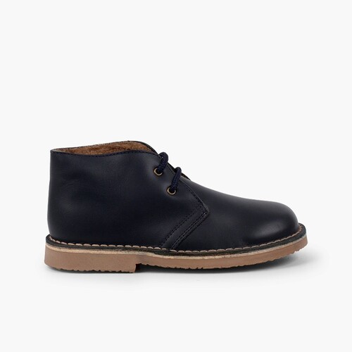 Safari Boots leather Laces Wool Inner Lining Navy Blue