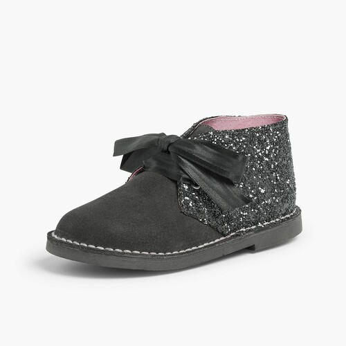 Girls Glitter Safari Boots  Grey