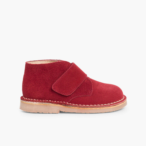 Kids Riptape Suede Desert Boots Burgundy