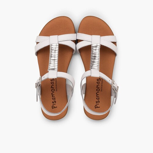 Sandals with Padded Insole and Silver Embellishment White