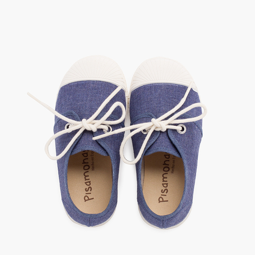 Canvas Casual Trainers with Rubber Toe Cap Blue denim
